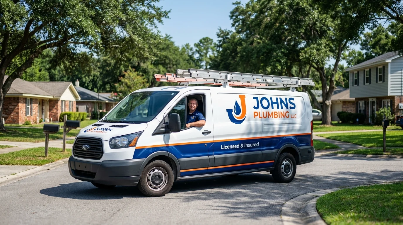 Johns Plumbing LLC service van in Masontown, PA