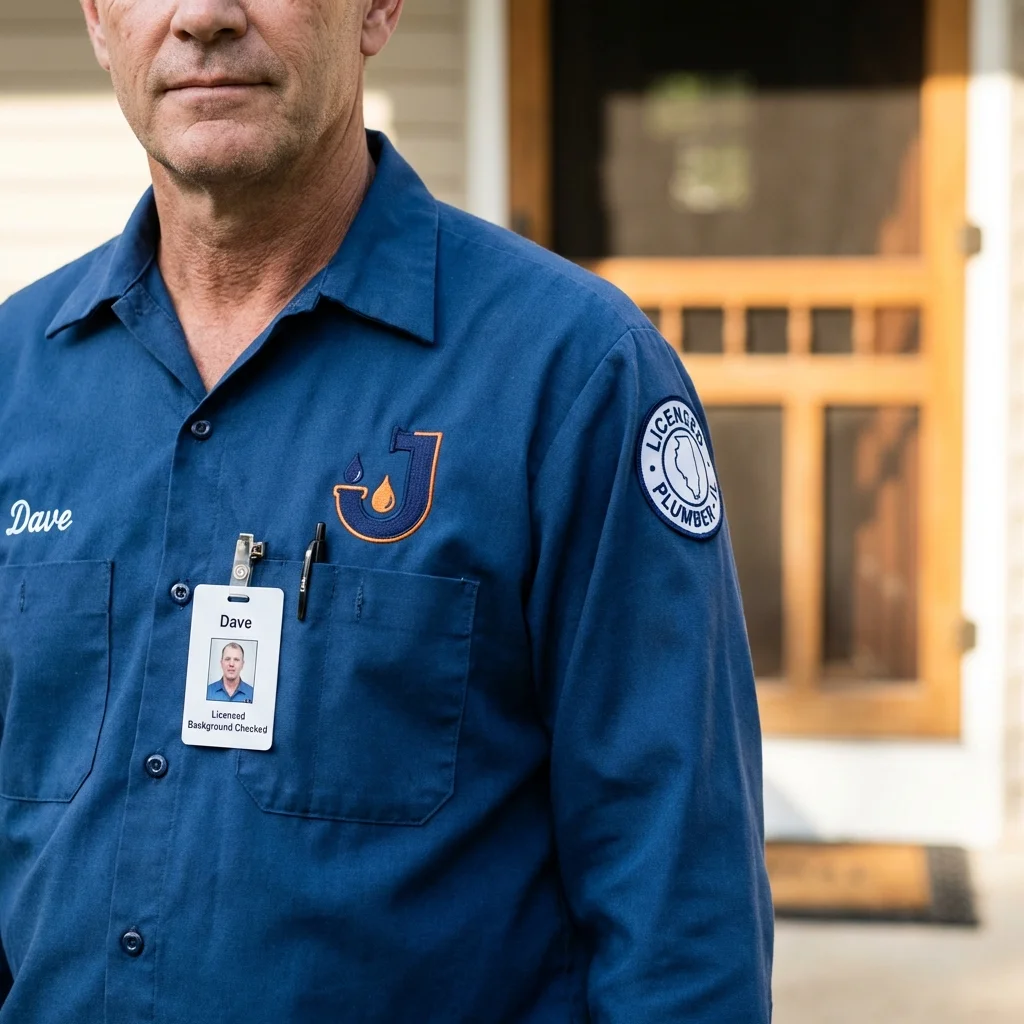 Licensed plumber showing ID badge in Masontown, PA