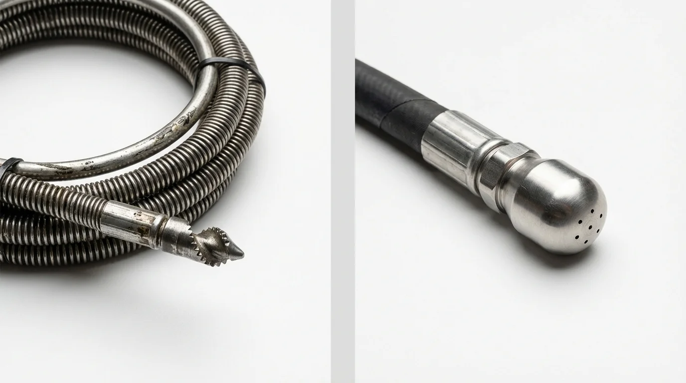 Drain snake cable and hydro jetting nozzle used for drain cleaning in Masontown, PA