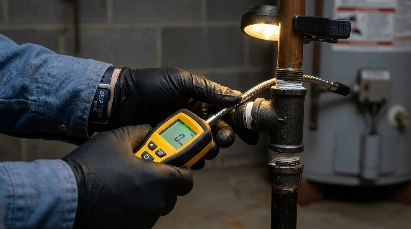 Gas leak detection with electronic sniffer by Johns Plumbing LLC in Masontown